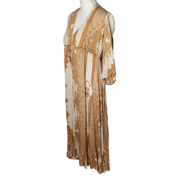 VaVa By Joy Han Freya Tan White Bohemian Drawstring Waist Maxi Dress Sma… - Picture 6 of 10
